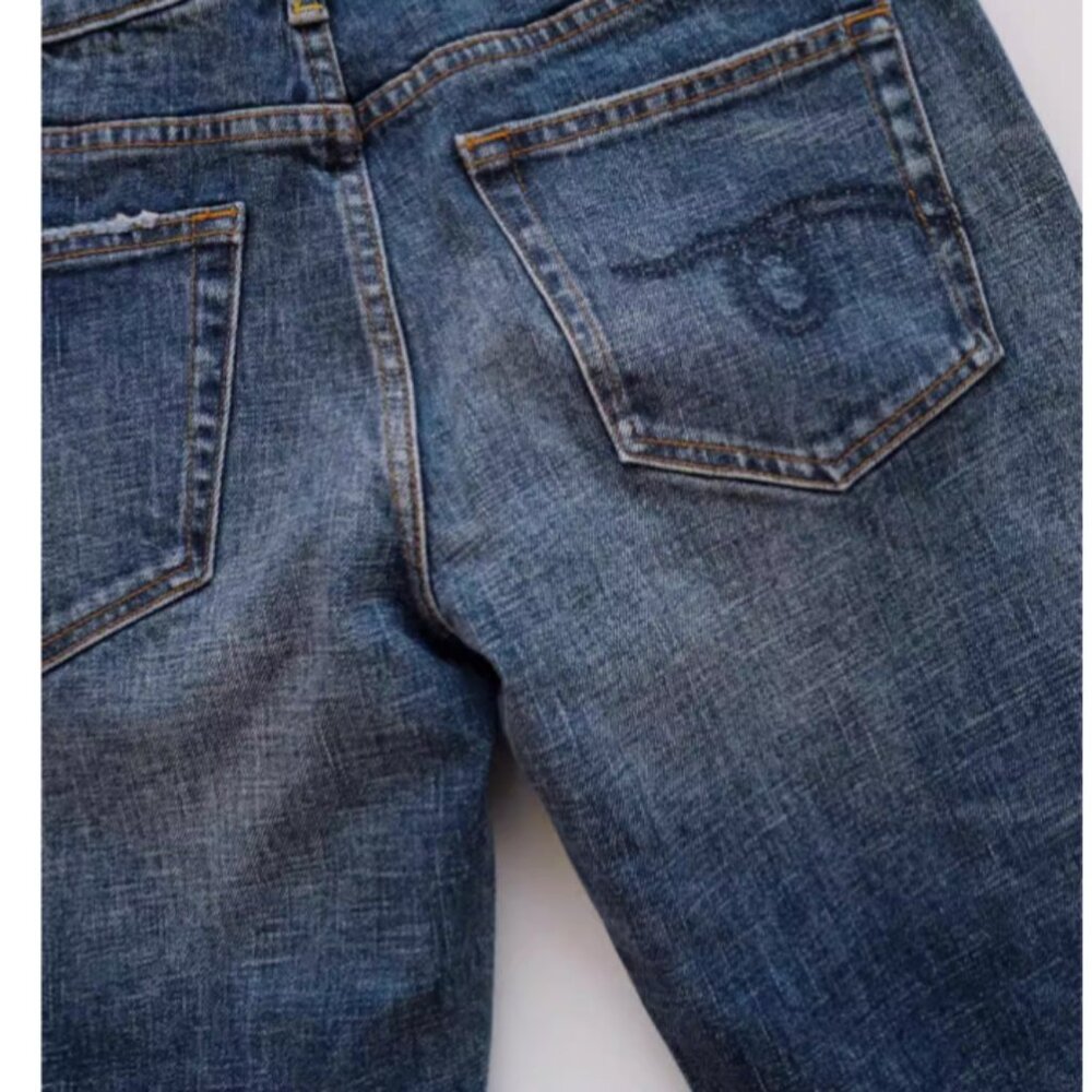R13 Blue Flared Wide-Leg Jeans - Picture 9 of 10